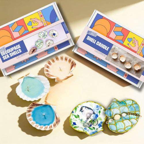 COMBO : DIY Shell Candle Kit & DIY Decoupage Shells Kit