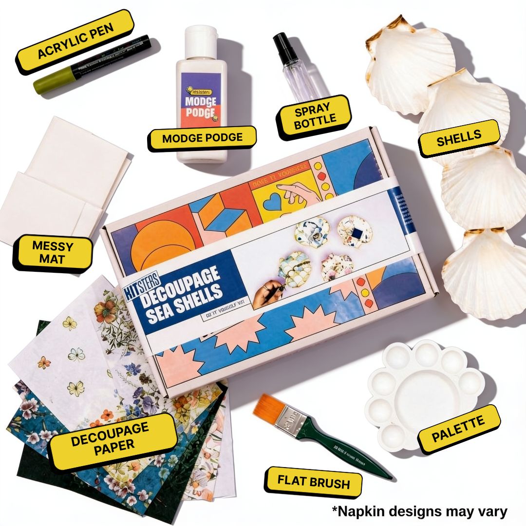 COMBO : DIY Shell Candle Kit & DIY Decoupage Shells Kit