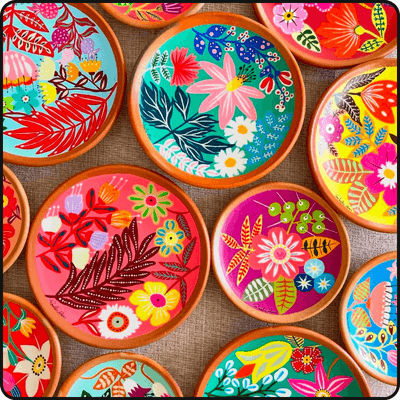 Terracotta Plate Painting at a Kitsters DIY station