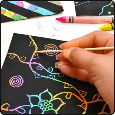 Scratch Art at a Kitsters DIY station