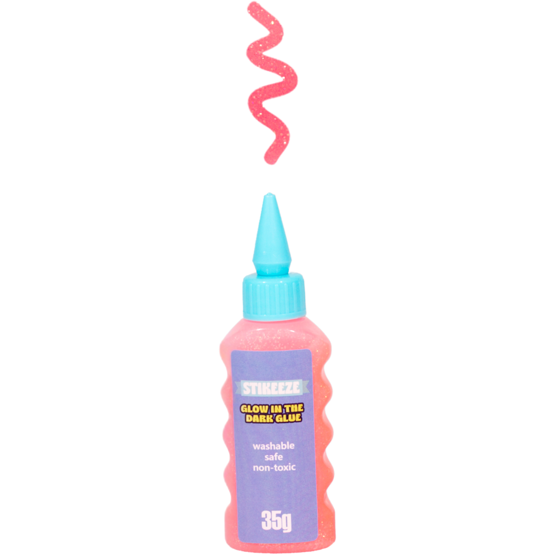 Stikeeze Glitter Glow in the Dark Glue | Pink | 35gms