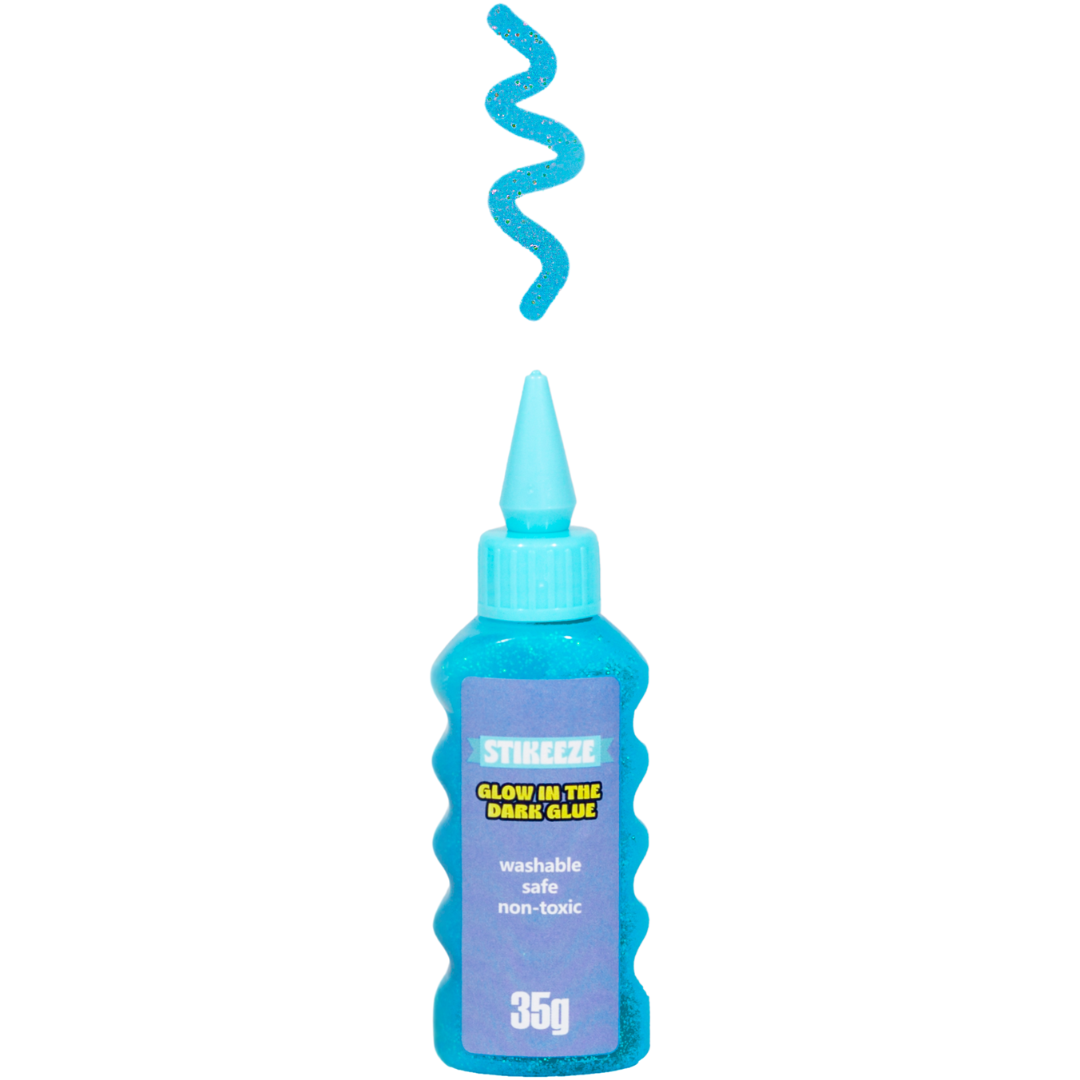 Stikeeze Glitter Glow in the Dark Glue | Blue | 35gms