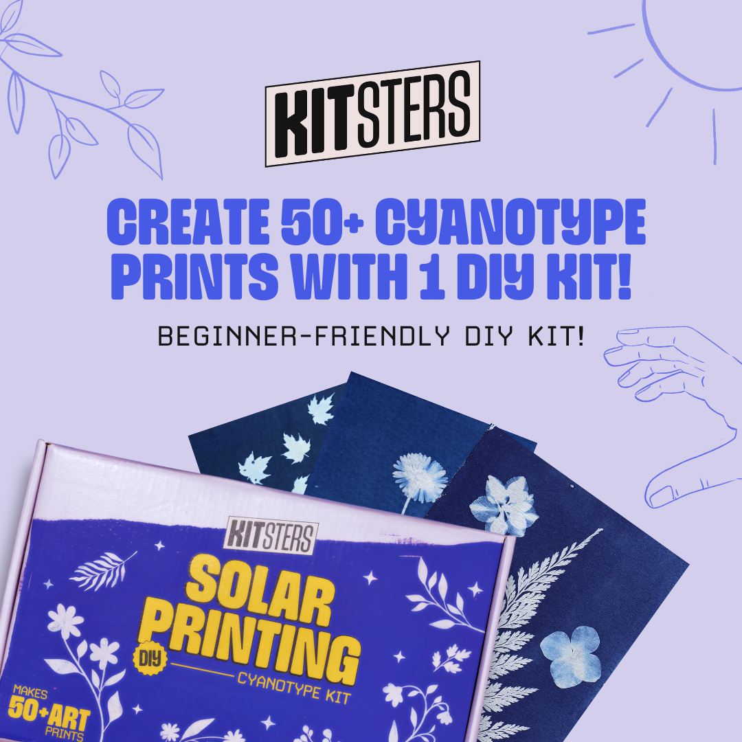 Create cyanotype solar prints. DIY solar printing kit, diy cyanotype kit, beginner diy kit, diy kits for adults, stem kits, STEAM diy kits, chemistry kit