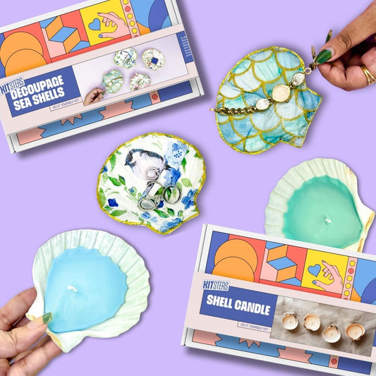 COMBO : DIY Shell Candle Kit & DIY Decoupage Shells Kit