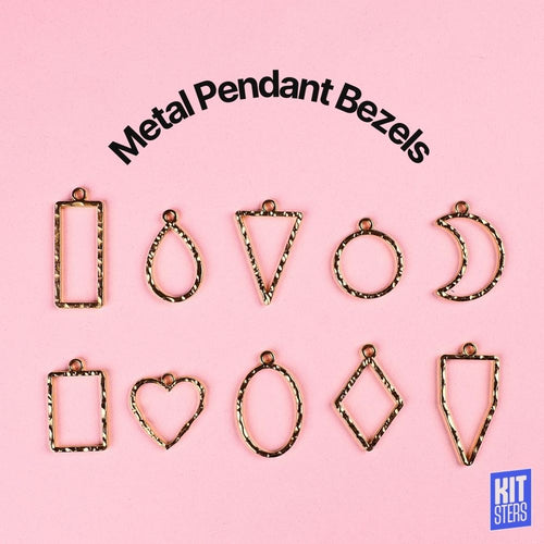 Gold Metal Pendant Bezels - Set of 10