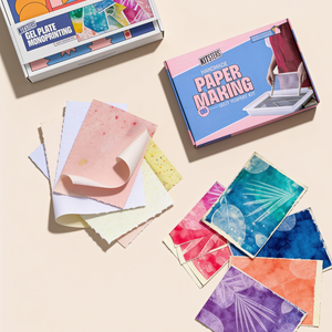 COMBO : DIY Handmade Paper Kit & DIY Gel Plate Monoprinting Kit