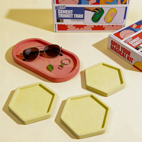 COMBO : DIY Cement Trinket Tray Kit & DIY Cement Coaster Kit