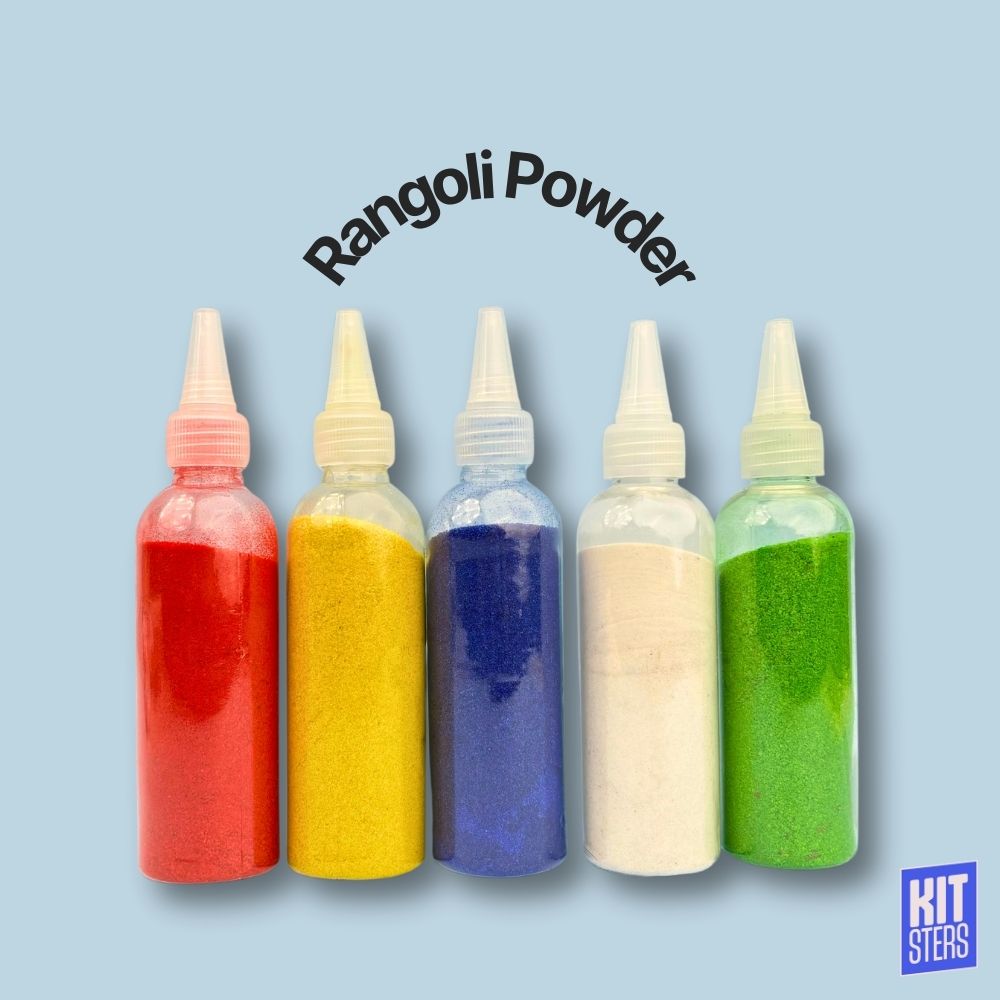 Rangoli Powder- Pack of 5 colours (Red, Green, Blue, White, Yellow)