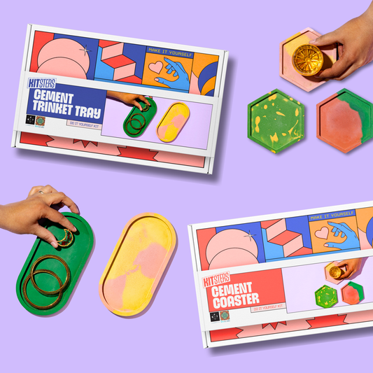 COMBO : DIY Cement Trinket Tray Kit & DIY Cement Coaster Kit