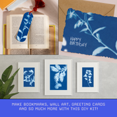 Create cyanotype solar prints. DIY solar printing kit, diy cyanotype kit, beginner diy kit, diy kits for adults, stem kits, STEAM diy kits, chemistry kit