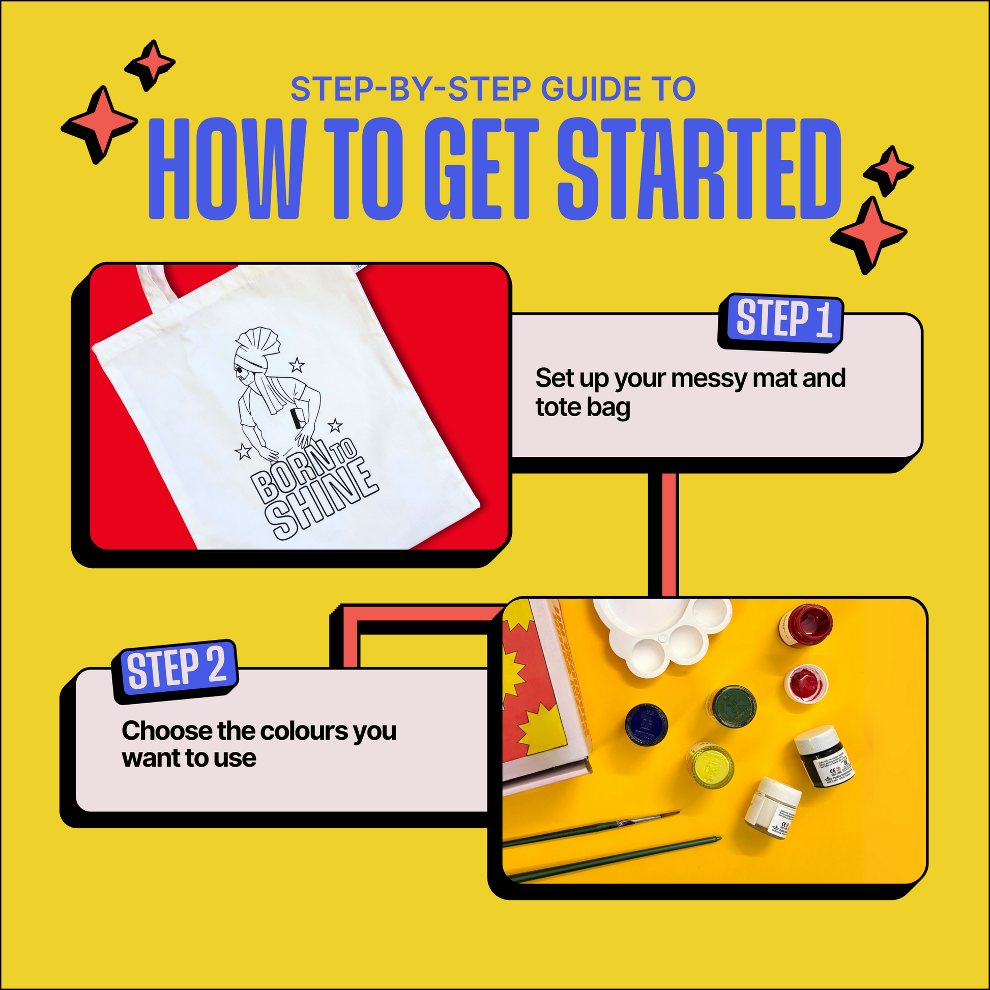 DIY Tote Bag Painting Kit - Born To Shine