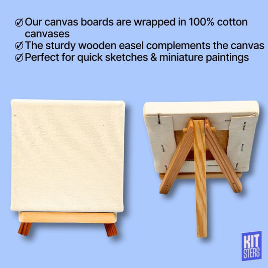 Mini Canvas With Wooden Easel