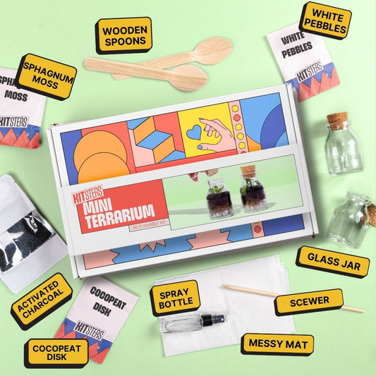 COMBO : DIY Mini Terrarium Kit & DIY Japanese Kokedama Kit