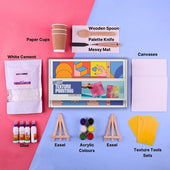 texture painting kit, texture paste, texture painting kit items, texture tools, easels, canvas, cement