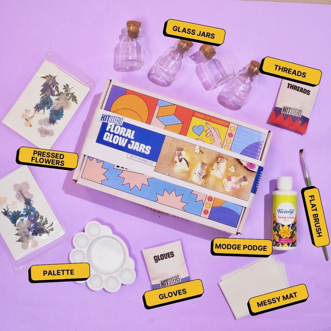 COMBO : DIY Floral Glow Jar Kit & DIY Light Bottle Painting Kit