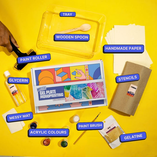 COMBO : DIY Handmade Paper Kit & DIY Gel Plate Monoprinting Kit