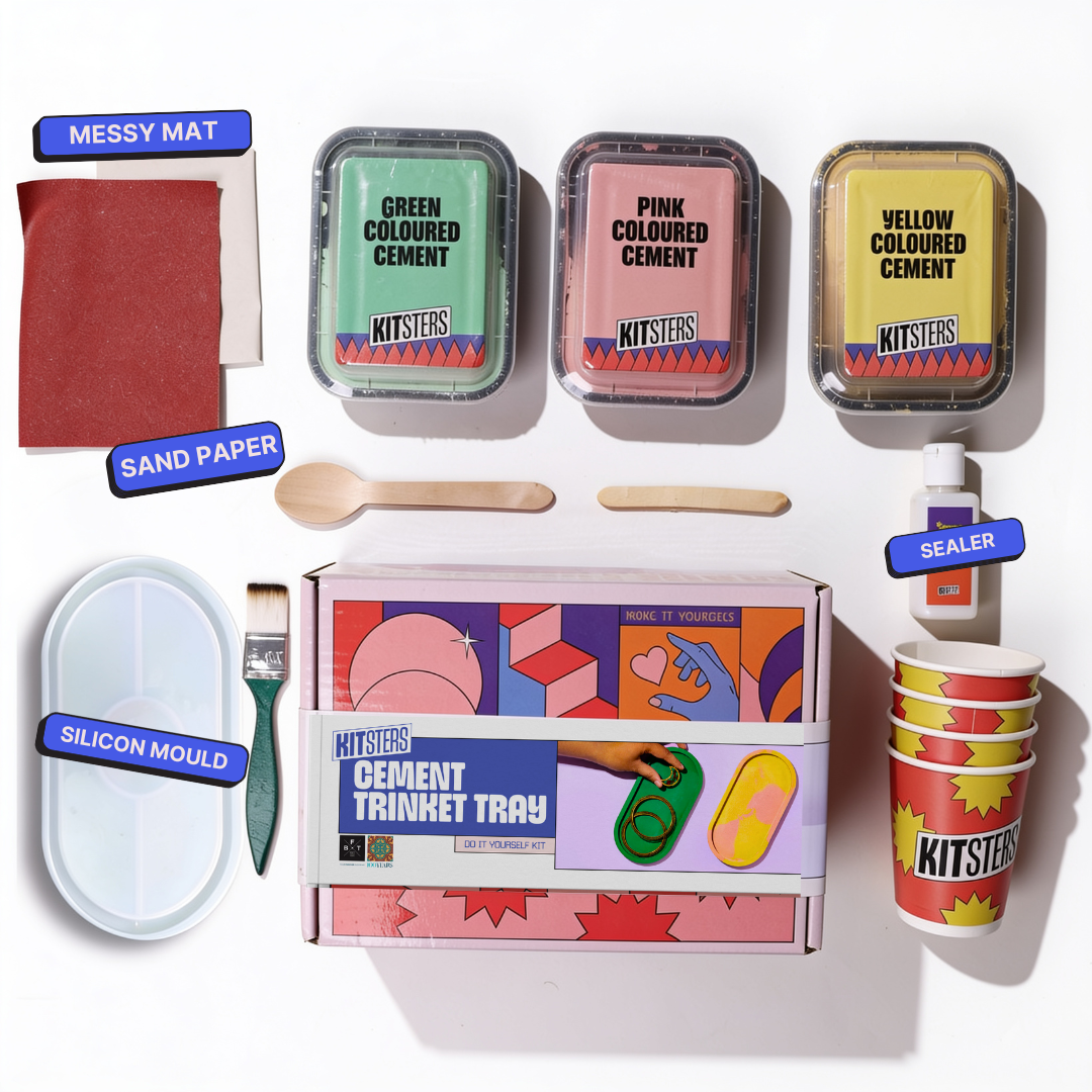 COMBO : DIY Cement Trinket Tray Kit & DIY Cement Coaster Kit