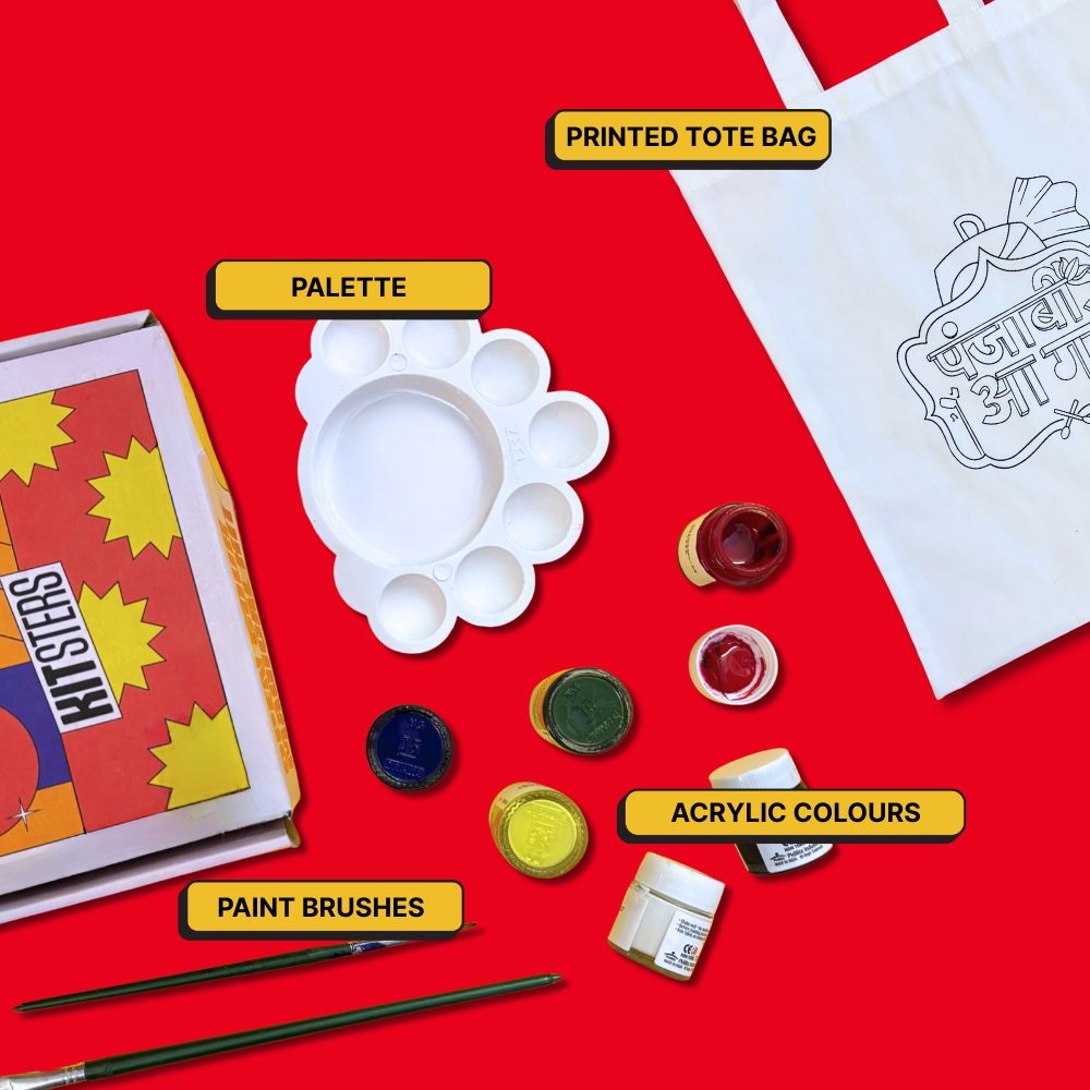DIY Tote Bag Painting Kit - Punjabi Aa gaye