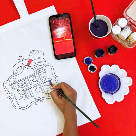 DIY Tote Bag Painting Kit - Punjabi Aa gaye