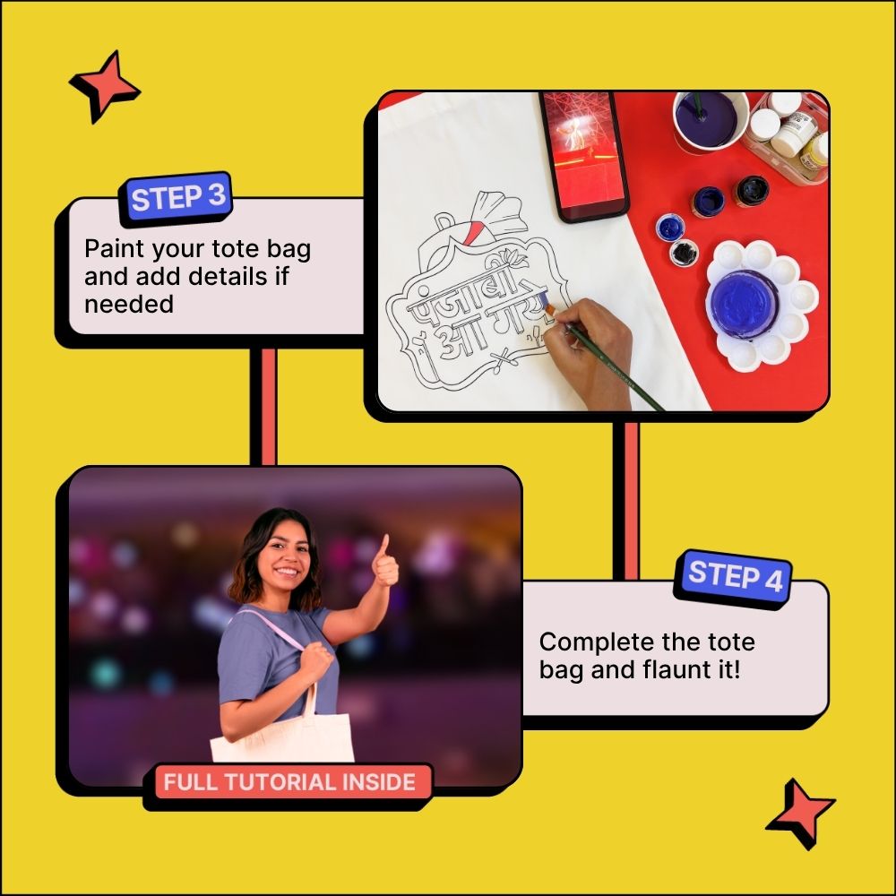 DIY Tote Bag Painting Kit - Punjabi Aa gaye