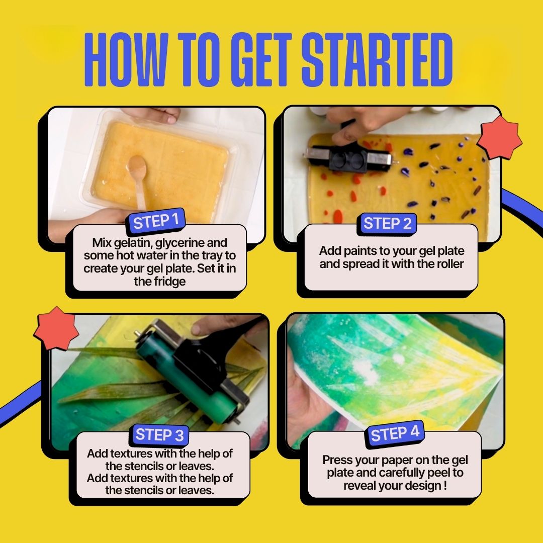 COMBO : DIY Handmade Paper Kit & DIY Gel Plate Monoprinting Kit