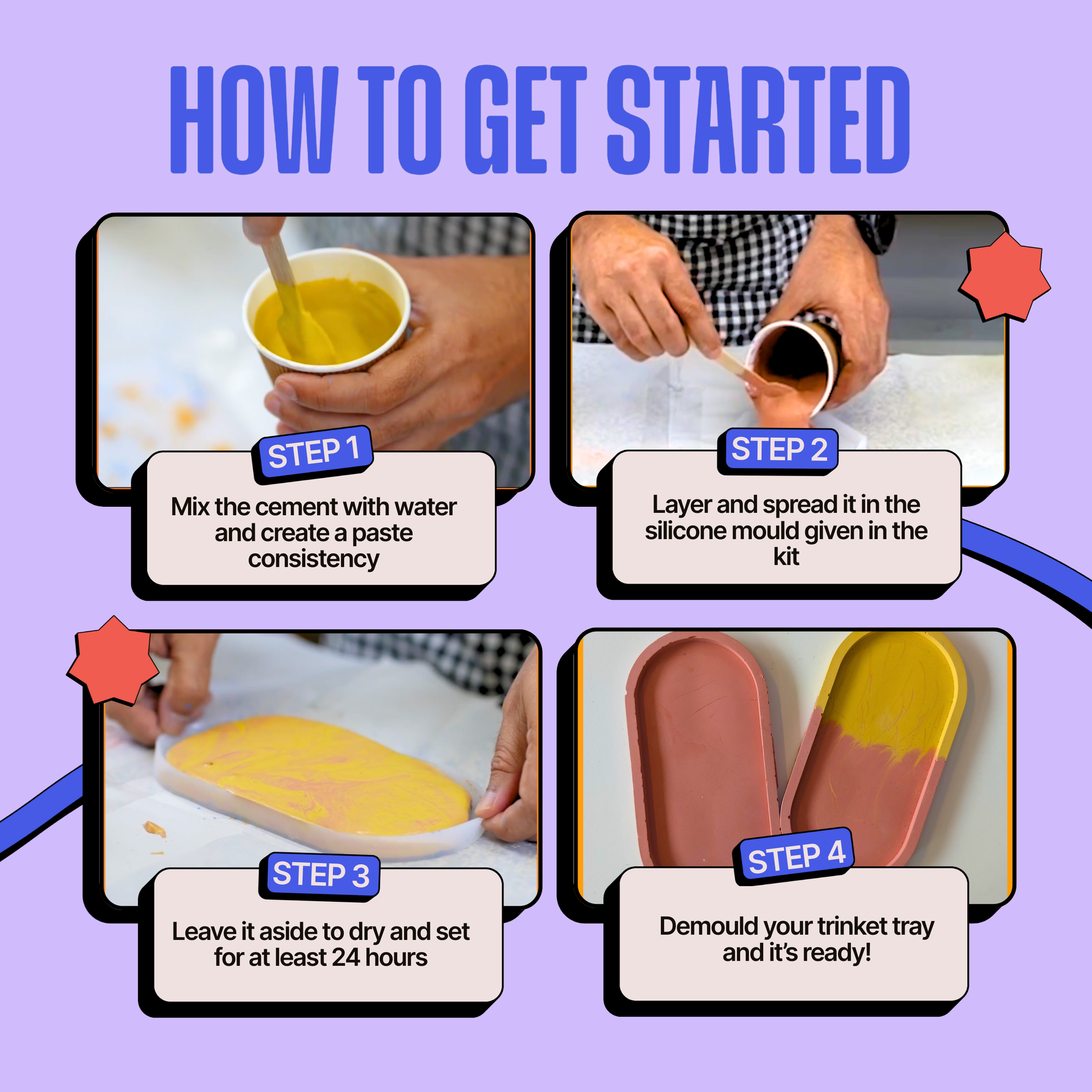 COMBO : DIY Cement Trinket Tray Kit & DIY Cement Coaster Kit