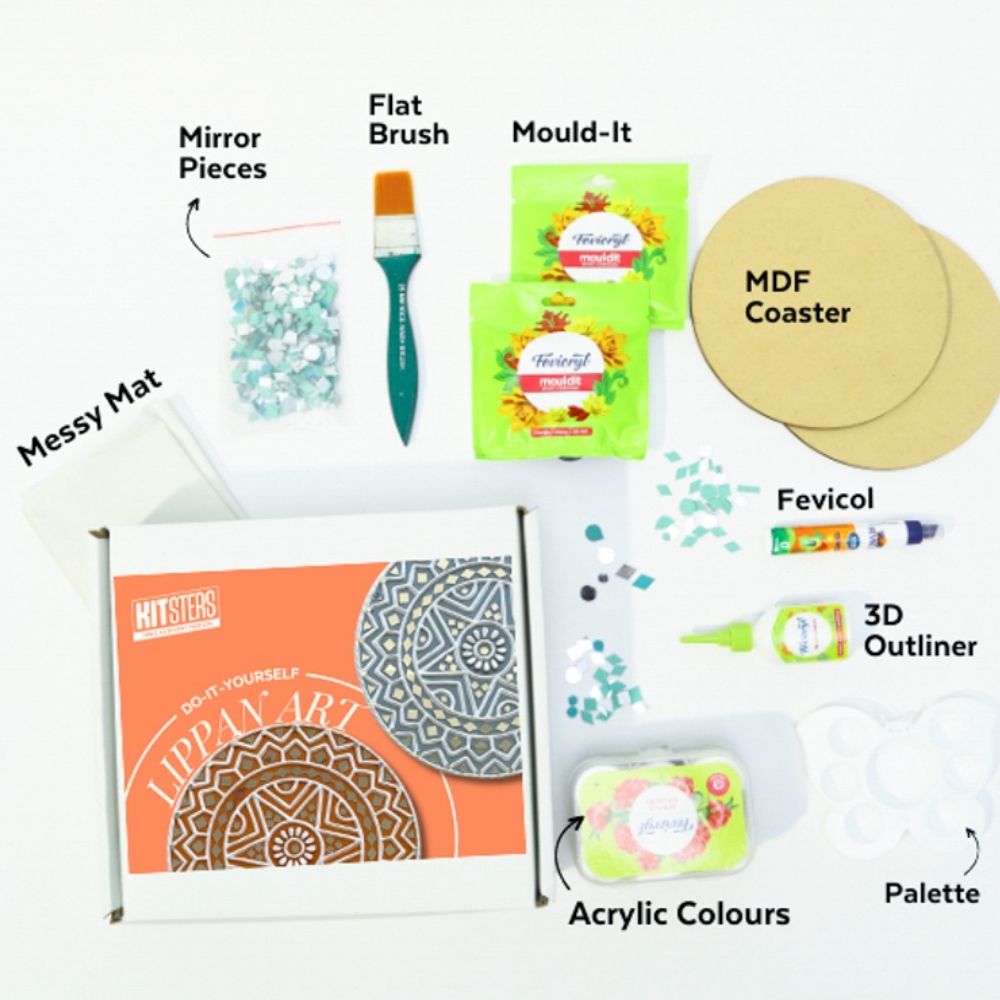 DIY Lippan Art Coaster Kit | DIY Art & Craft Kit | Kitsters 