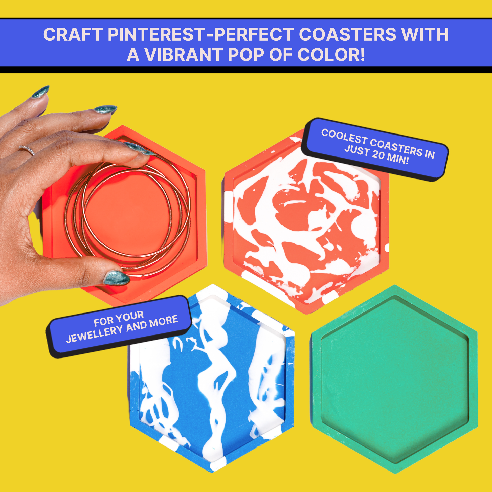 DIY Jesmonite Hexagon Coaster Kit