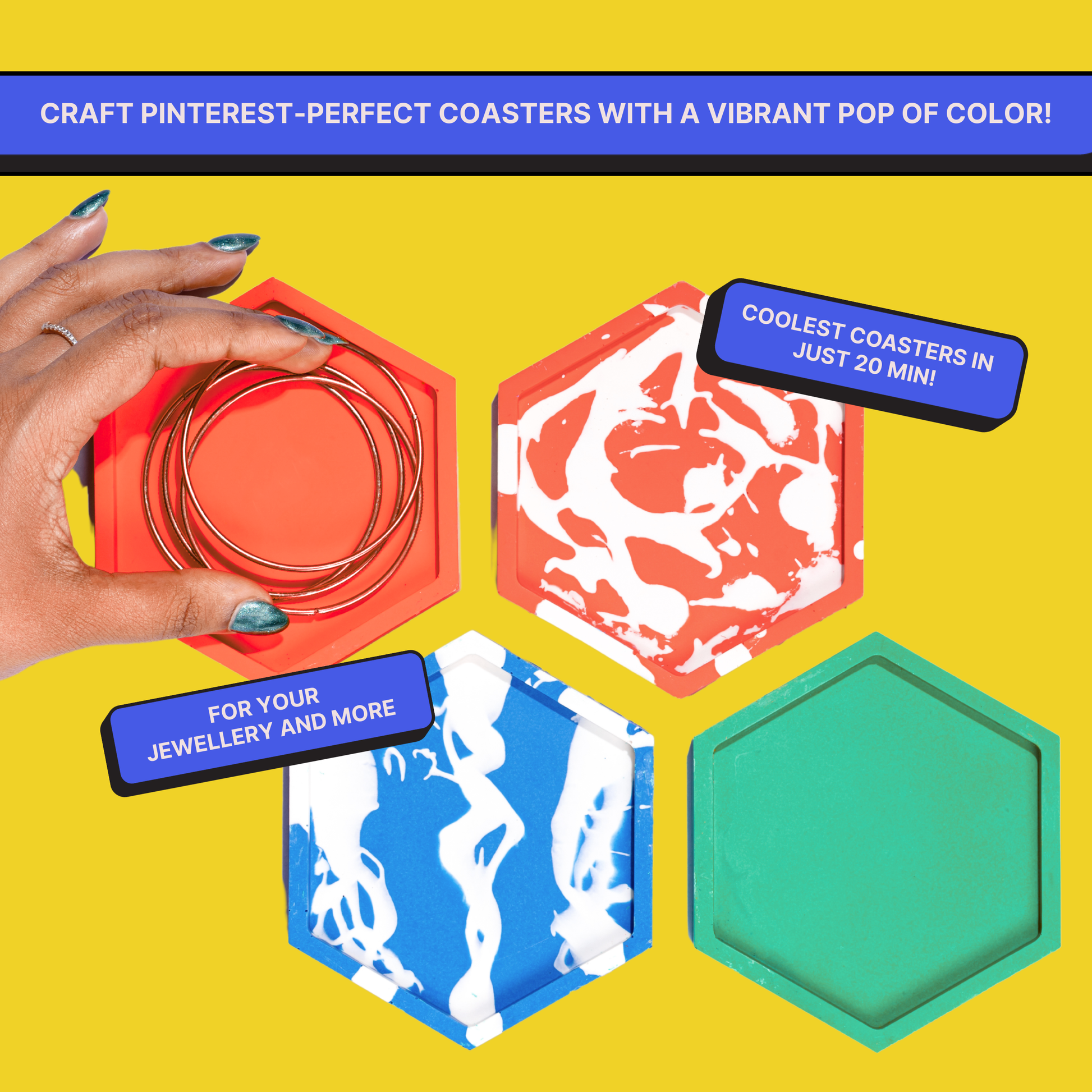 DIY Jesmonite Hexagon Coaster Kit