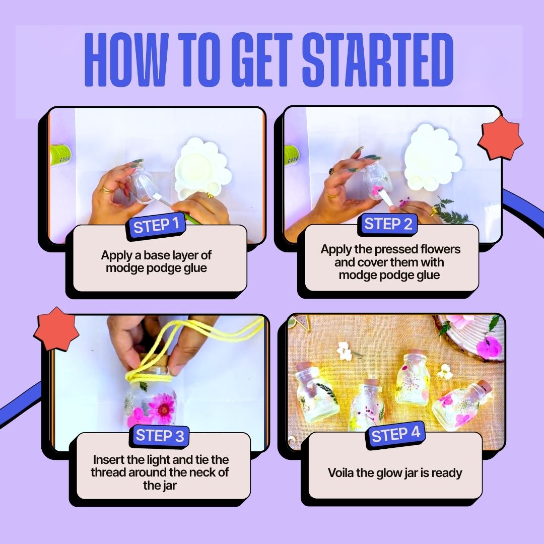 COMBO : DIY Floral Glow Jar Kit & DIY Light Bottle Painting Kit