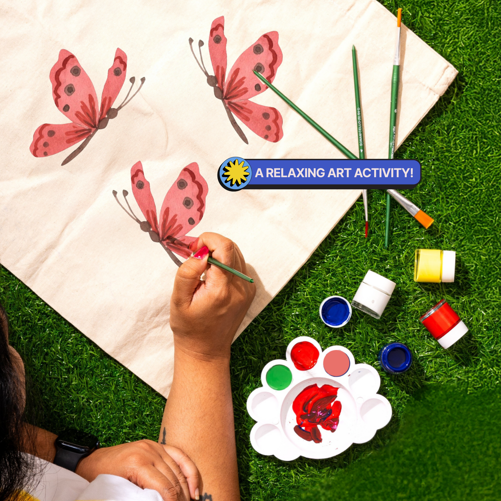 COMBO : DIY Block Printing Kit (Tote Bag) & DIY Tote Bag Painting Kit
