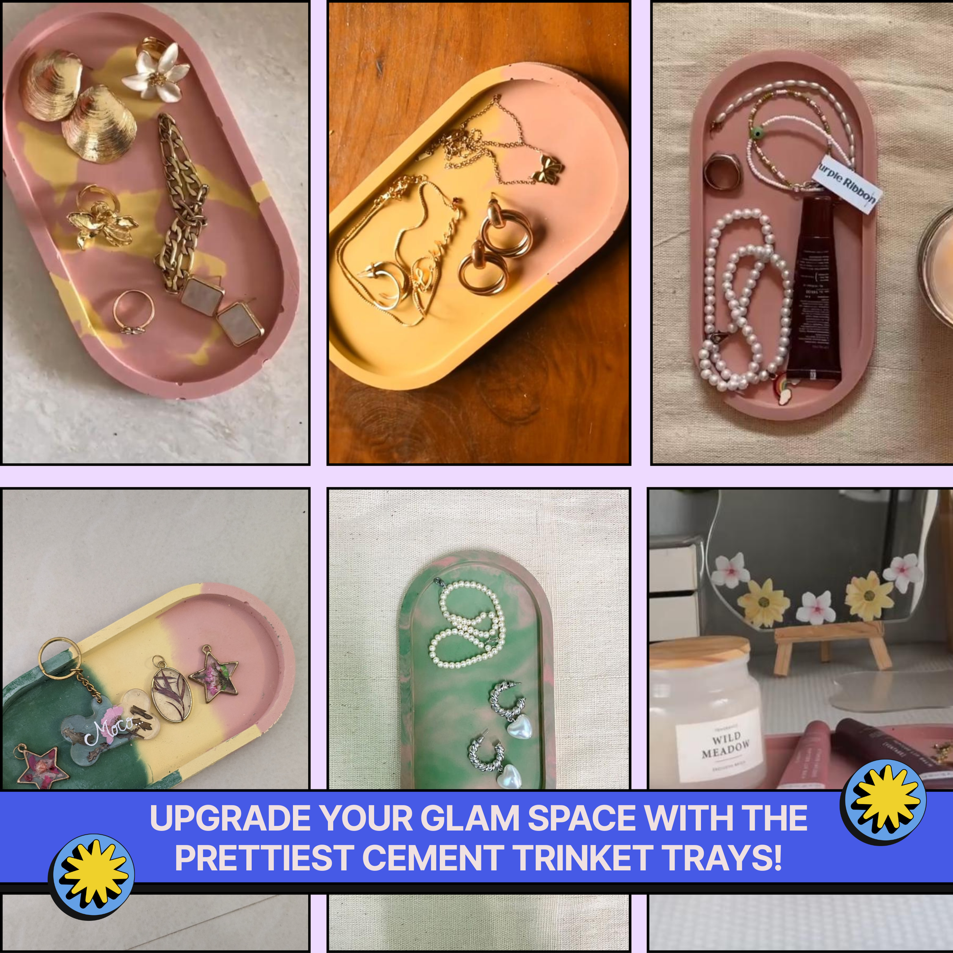 COMBO : DIY Cement Trinket Tray Kit & DIY Cement Coaster Kit