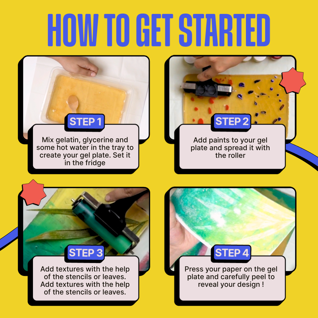 COMBO : DIY Handmade Paper Kit & DIY Gel Plate Monoprinting Kit