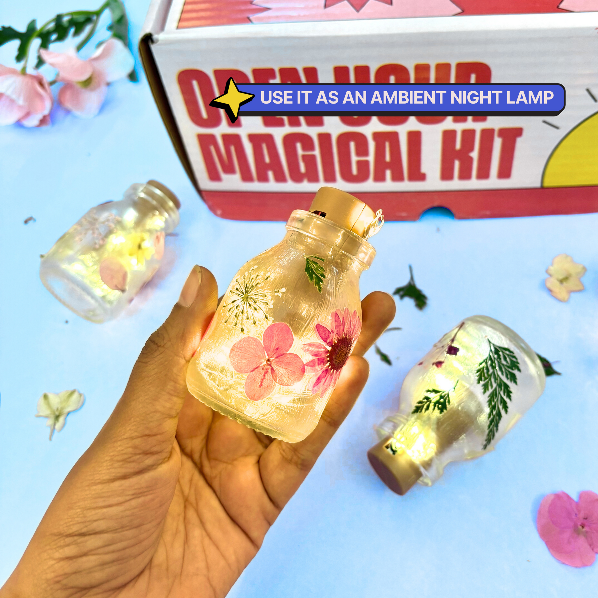 COMBO : DIY Floral Glow Jar Kit & DIY Light Bottle Painting Kit