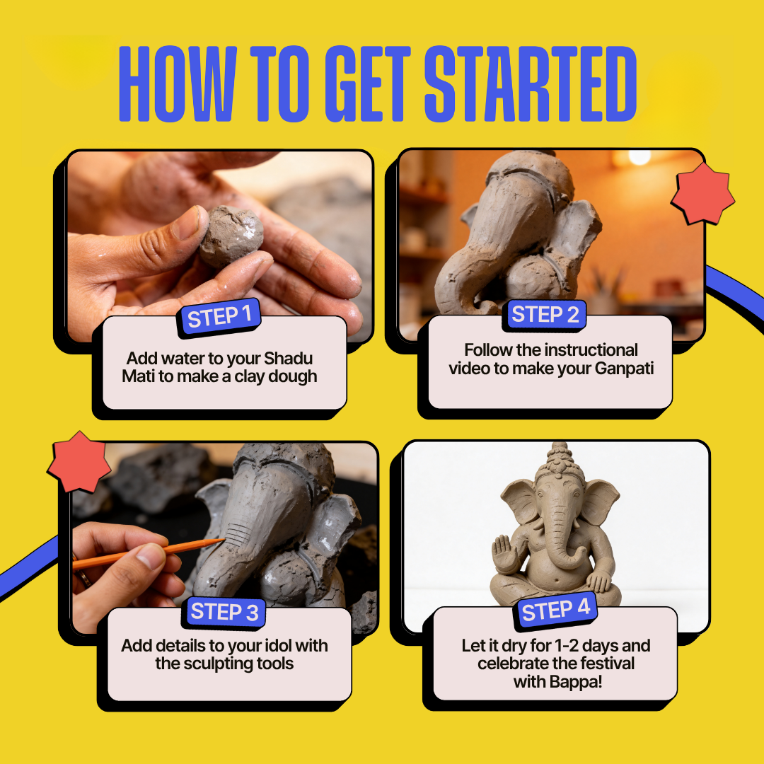 COMBO: DIY Shadu Mati Ganpati Kit + DIY Diya Decoration Kit