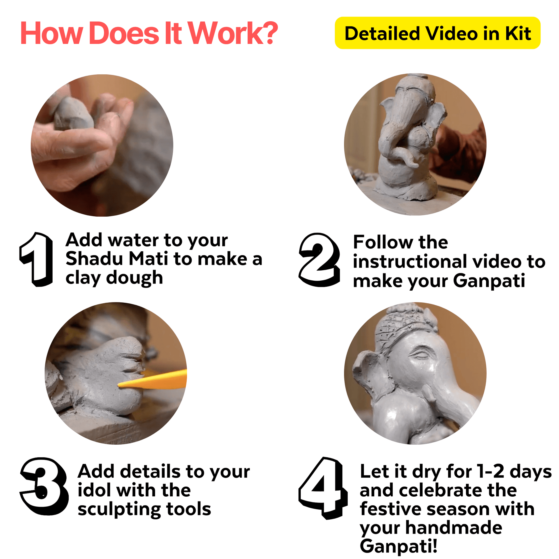 Kitsters DIY Clay Sculpting Kit with Video, Eco-friendly Clay and Create  Amazing Things! - DIY Clay Sculpting Kit with Video