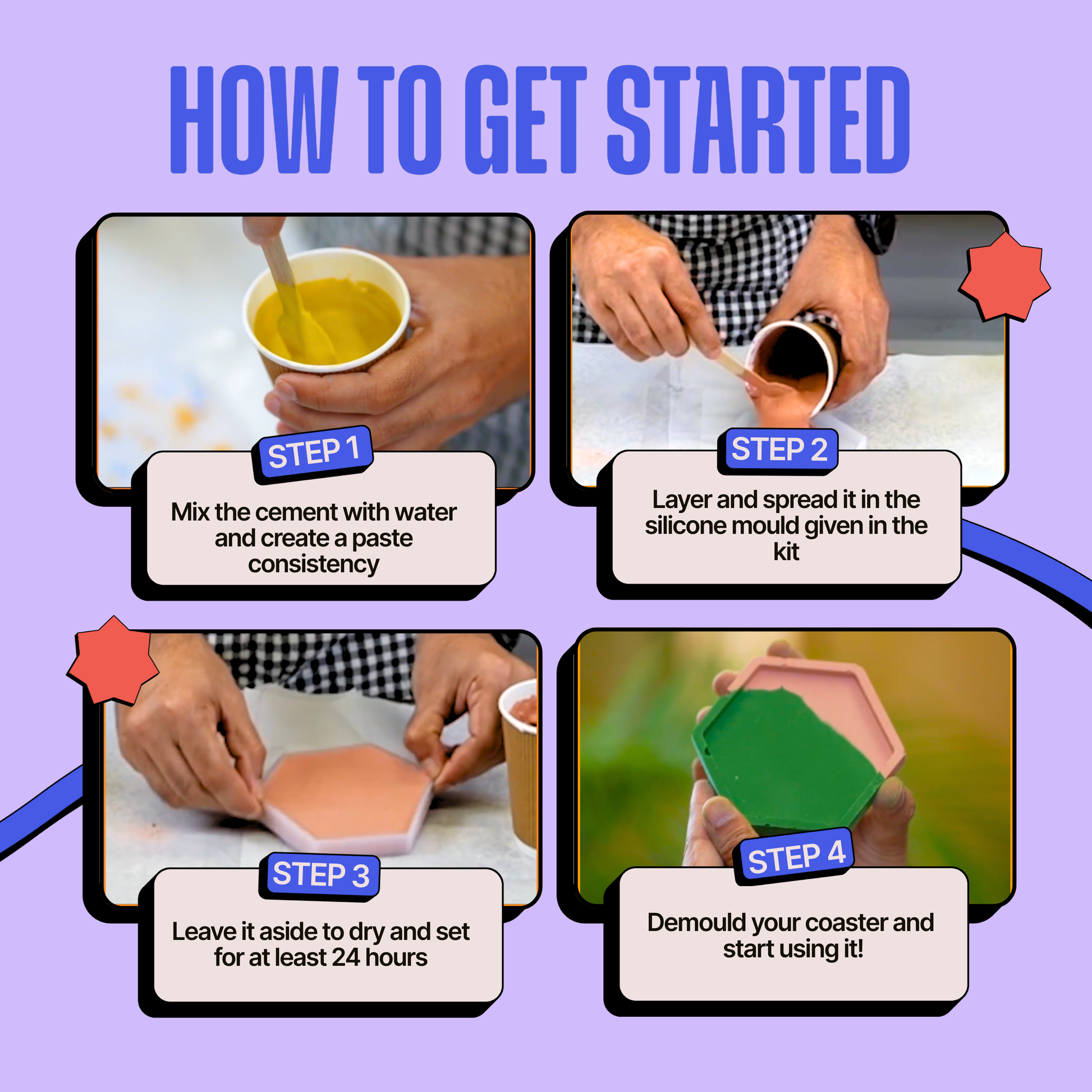 COMBO : DIY Cement Trinket Tray Kit & DIY Cement Coaster Kit