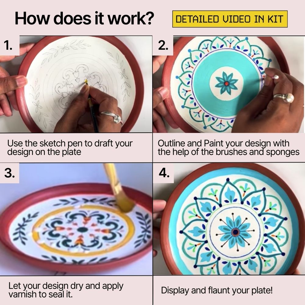 DIY Terracotta Plate Painting Kit | DIY Art & Craft Kit | Kitsters
