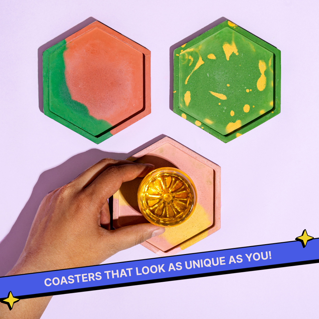 COMBO : DIY Cement Trinket Tray Kit & DIY Cement Coaster Kit