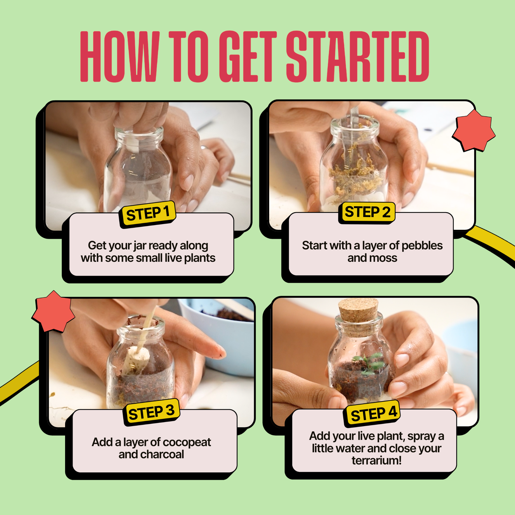 COMBO : DIY Mini Terrarium Kit & DIY Japanese Kokedama Kit