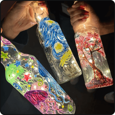 Light Bottle Painting at a Kitsters DIY station