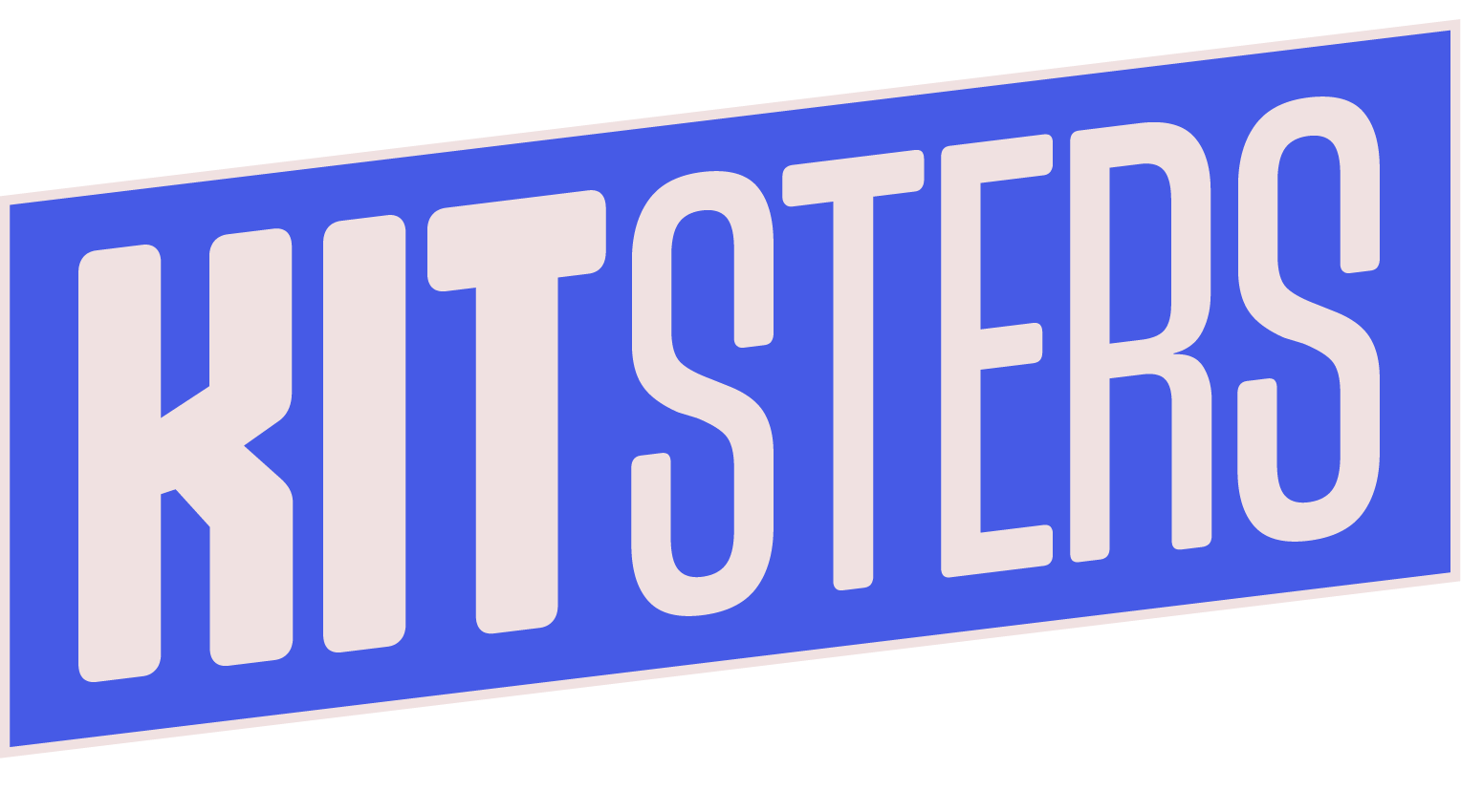 Kitsters reversed logo - light wordmark on an indigo container